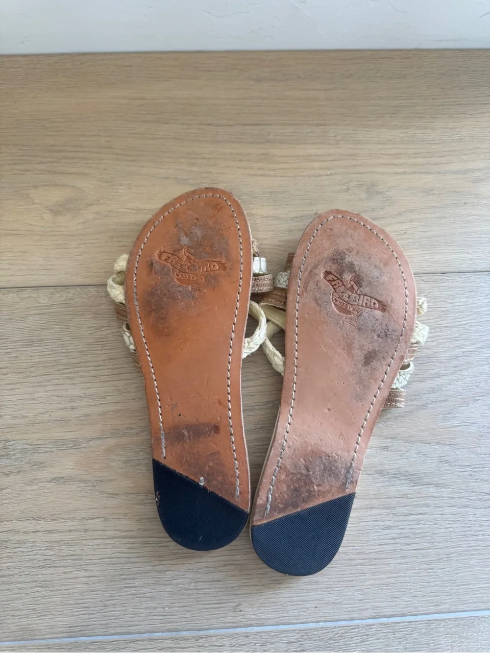 Freebird by Steven Sugar Mixed Media Boho Slide Sandals Cream Tan Multi 7